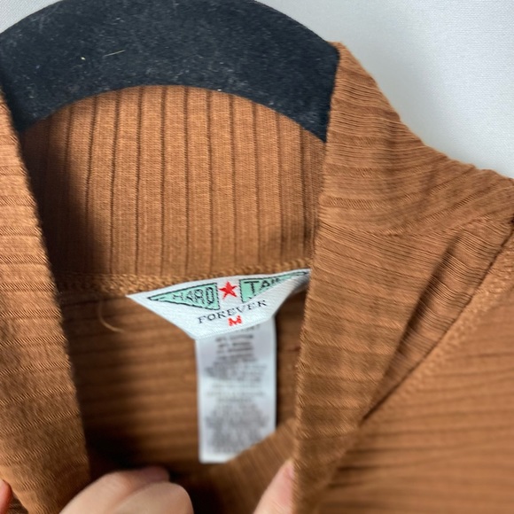 Hard Tail Womens Orange Ribbed Mock Neck Batwing Sleeve Top Blouse sweater M - Picture 3 of 5